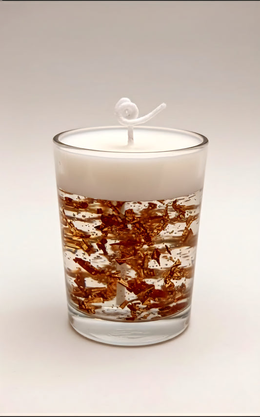 Luxury Gold Foil Gel & Wax Dual-Layered Scented Candle in Glass Jar