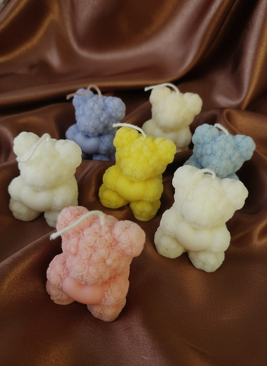 Adorable Pastel Teddy Bear Soy Wax Candle (Multicolor, Pack of 6)