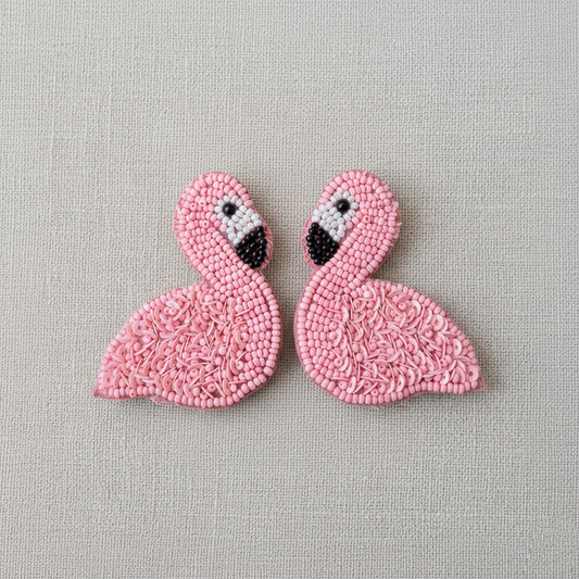 Pretty in Pink Flamingo Earrings – Hand-Beaded Earrings