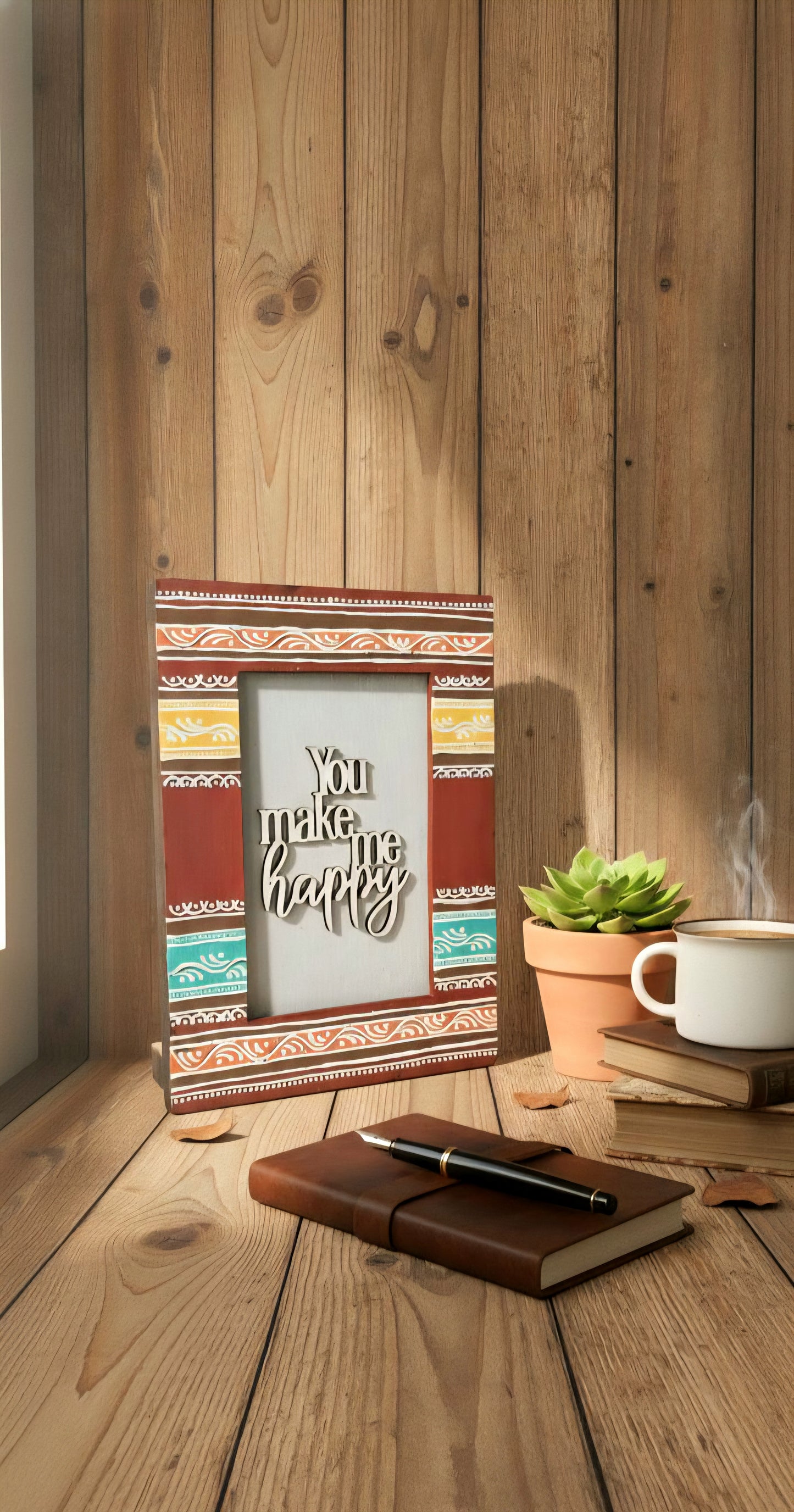 You Make Me Happy - Handcrafted Tribal Pattern Picture Frame