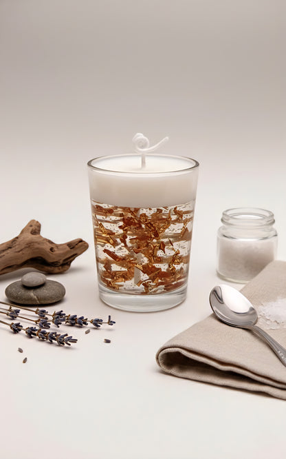 Luxury Gold Foil Gel & Wax Dual-Layered Scented Candle in Glass Jar