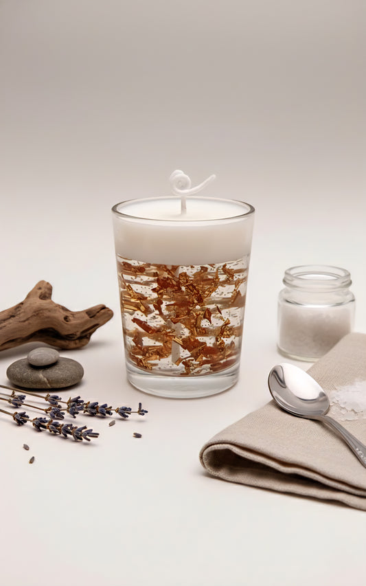 Luxury Gold Foil Gel & Wax Dual-Layered Scented Candle in Glass Jar