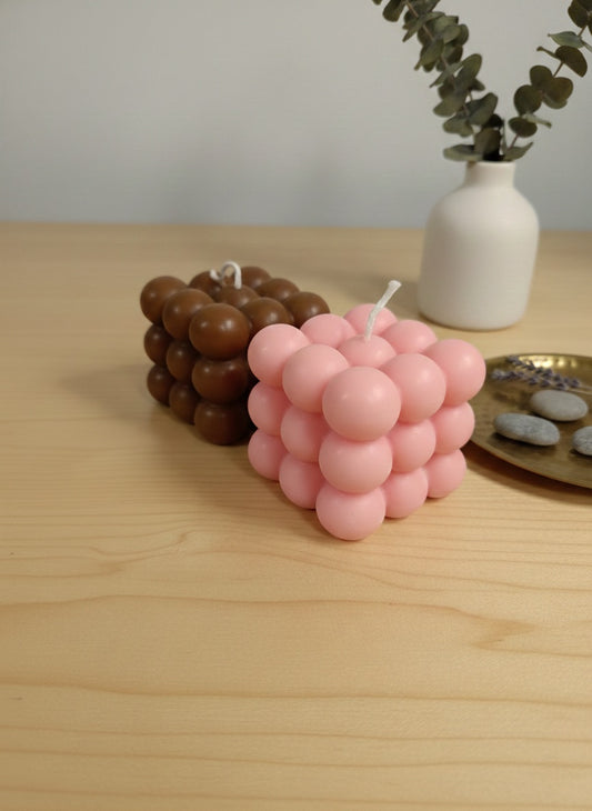 Aesthetic Bubble Cube Candle – Handcrafted Decorative Scented Candle for Home Decor ( Two colors- 1 Pack)