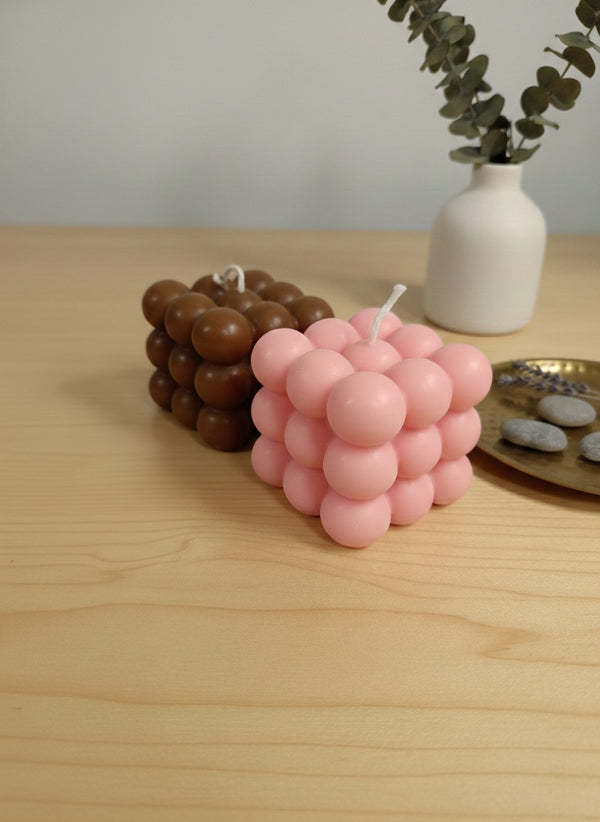 Aesthetic Bubble Cube Candle – Handcrafted Decorative Scented Candle for Home Decor ( Two colors- 1 Pack)