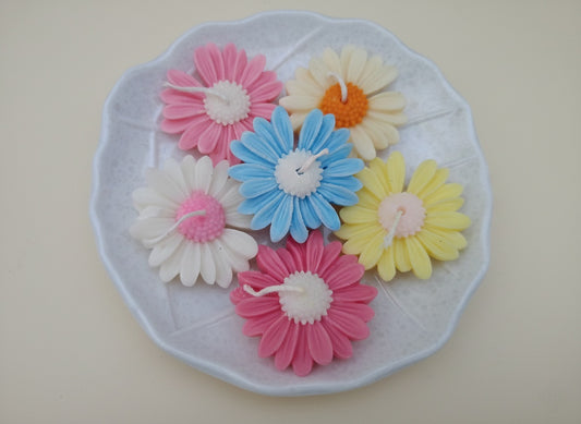 Multicolor Floral Scented Soy Wax Candles for Home Decor and Gifting (Multicolor, Pack of 6)