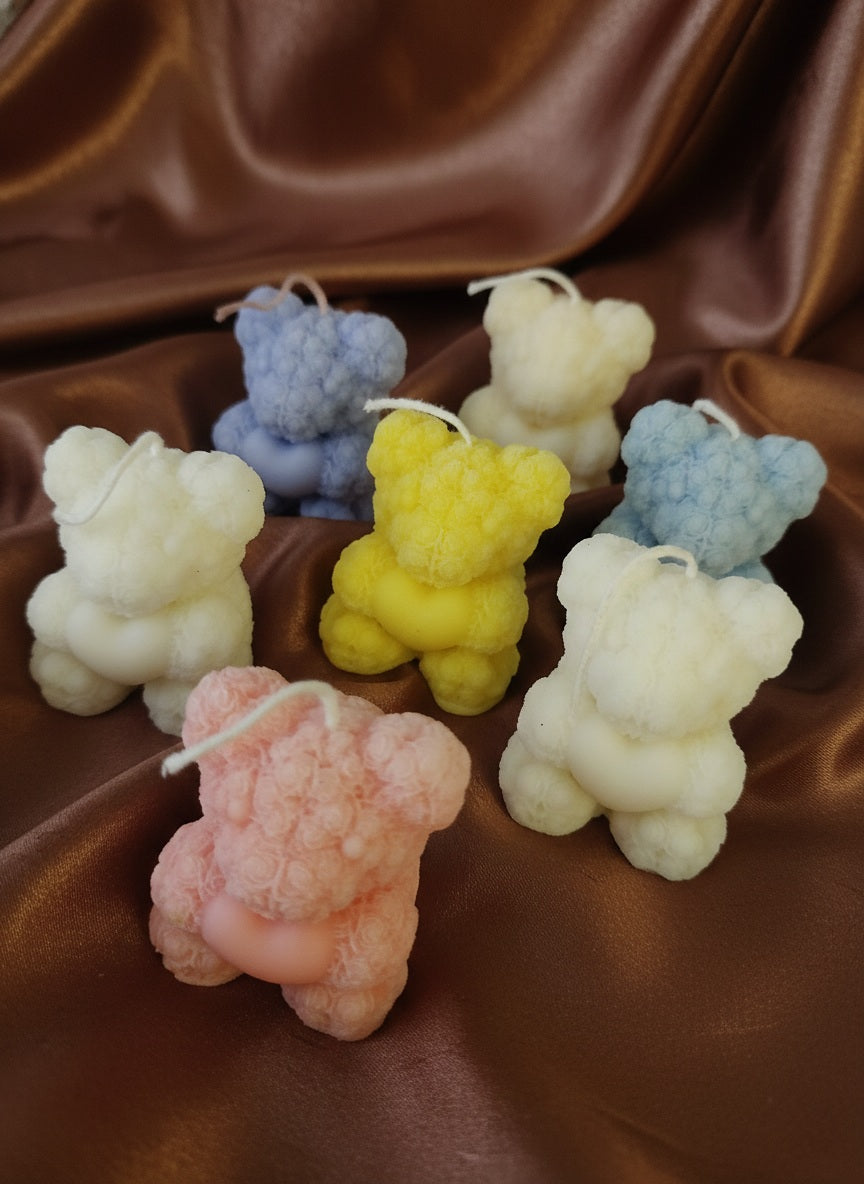 Adorable Pastel Teddy Bear Soy Wax Candle (Multicolor,  Pack of 6)