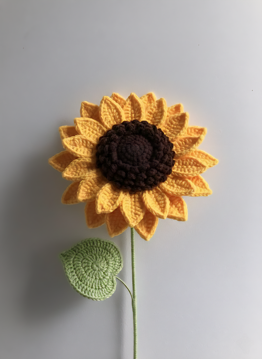 Handcrafted Crochet Sunflower Bloom with Stem