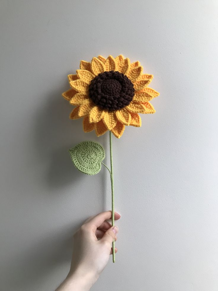 Handcrafted Crochet Sunflower Bloom with Stem