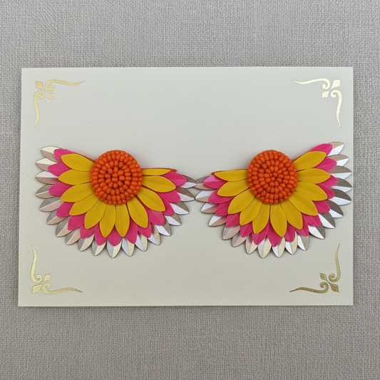 Handcrafted Multi-Layer Floral Stud Earrings