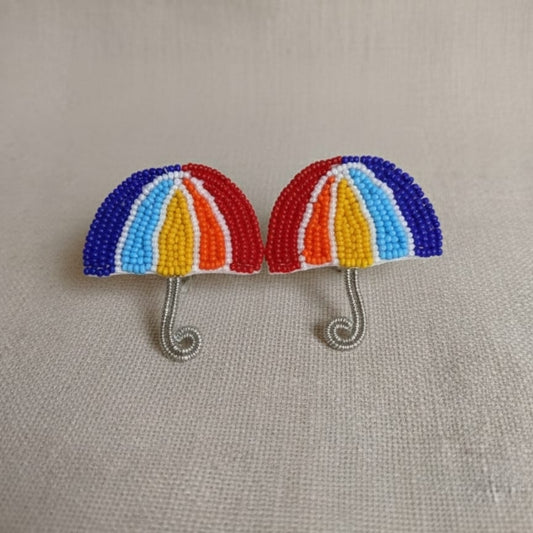 Rainbow Umbrella Beaded Earrings