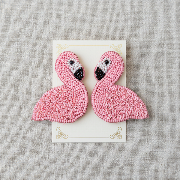 Pretty in Pink Flamingo Earrings – Hand-Beaded Earrings