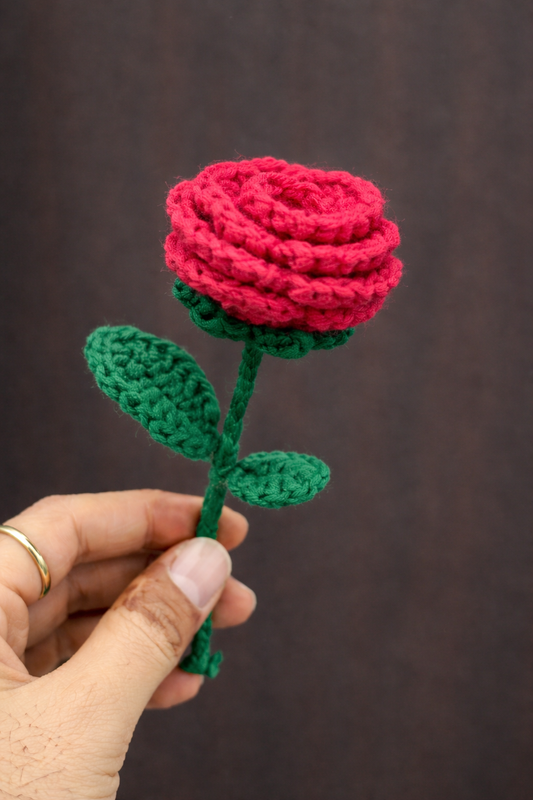Handmade Crochet Rose Flower – Soft Yarn Decorative Gift | Reusable Valentine & Home Decor Rose