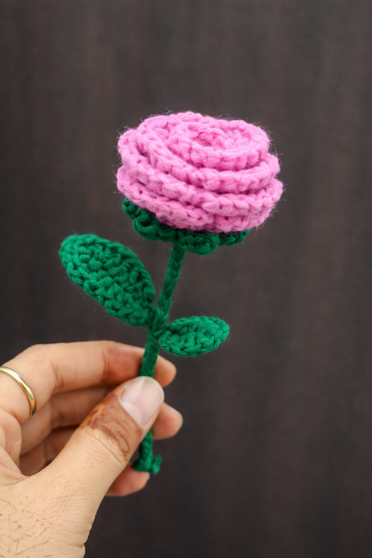 Handmade Crochet Rose Flower – Soft Yarn Decorative Gift | Reusable Valentine & Home Decor Rose