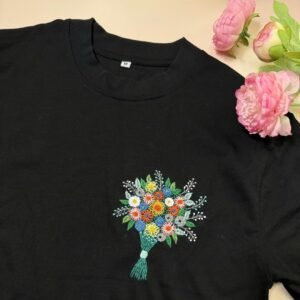 Hand Embroidery T-shirt, Custom Embroidered Tshirt, Flower Hand Embroidered Sweatshirt, Unique T-shirt, Personalized T-shirt