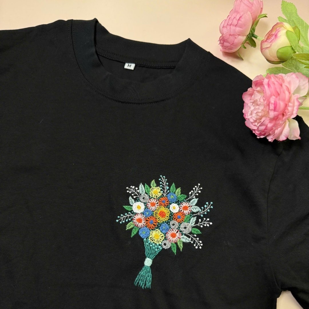 Hand Embroidery T-shirt, Custom Embroidered Tshirt, Flower Hand Embroidered Sweatshirt, Unique T-shirt, Personalized T-shirt
