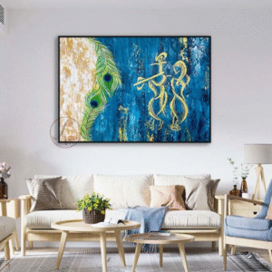 krishna painting Acrylic Indian Wall Art Original Radha Krishna Canvas painting Indian decor Hindu God Modern Indian