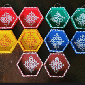 Hand Painted Kolam Wooden Wall Hanging for Home Decor, Diwali Décor, Return Gifts, Pooja Décor, Navarathri Return Gifts